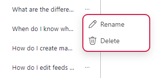 The More options settings opened for Copilot conversations. 